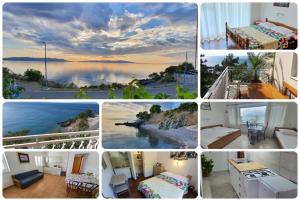 eine Collage mit Fotos eines Hotelzimmers in der Unterkunft Apartments - Buffet 2B in Sveti Juraj
