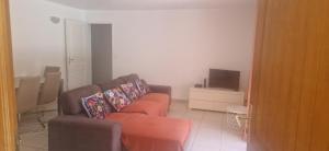 a living room with a couch and a tv at corse in Appietto