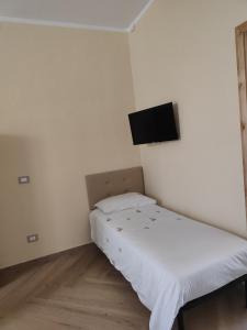 Family's Affairs في بومباي: غرفة نوم صغيرة بها سرير وتلفزيون بشاشة مسطحة