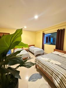 Postel nebo postele na pokoji v ubytování Hostal Cordillera Azul