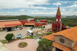 an aerial view of a church with a clock tower at Hotel Boutique Nueva Escocia, Puebla in Puebla