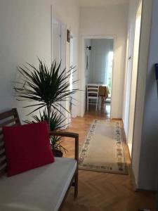 a living room with a couch and a plant at EmTo Suhi Potok in Jesenice