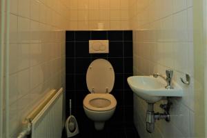 Un baño pequeño con inodoro y lavabo. en Ipharra, en Cadzand 17 fotos más