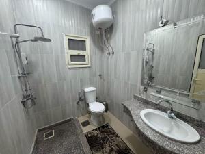 a bathroom with a sink and a toilet and a mirror at Hurghada Sea View Apartment in Hurghada +19 photos