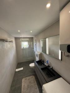a bathroom with a sink and a toilet at Apartment Topla in Herceg-Novi