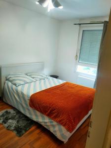 Łóżko lub łóżka w pokoju w obiekcie Charmant appartement au centre