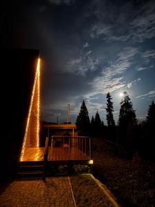 斯拉夫西克Foxslid的夜晚甲板上一棵生了 ⁇ 的圣诞树