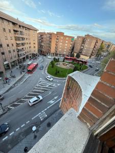 a view of a city street with cars and buildings at Casa val in Valdemoro