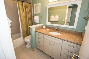 a bathroom with a sink and a toilet and a mirror at Beach Club Villa 39 by Wild Dunes, Oceanfront in Isle of Palms