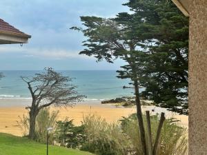 a view of a beach with trees and the ocean at Maralfrente de Noja- 6020 in Noja +5 photos