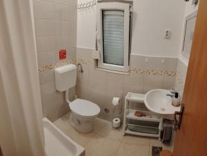 a small bathroom with a toilet and a sink at Apartman Golubinka - Molat in Molat