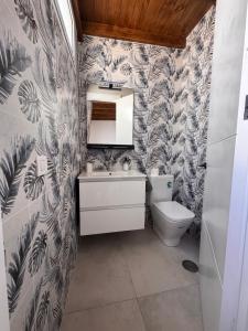 ein Badezimmer mit Waschbecken und Toilette in der Unterkunft Marina in La Santa + 15 Fotos