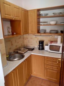 kuchnia ze zlewem i kuchenką mikrofalową w obiekcie Cindy apartman Siófok w Siófoku +6 zdjęć