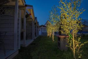 une cour avec deux arbres à côté d'une maison dans l'établissement Holiday Home Dziwnówek near Baltic Sea, à Dziwnówek 16 autres photos