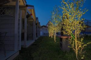 une cour avec deux arbres à côté d'une maison dans l'établissement Holiday Home in Dziwnówek near Baltic Sea, à Dziwnówek 15 autres photos