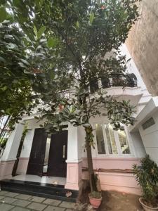 a white house with a tree in front of it at lizhome in Da Nang
