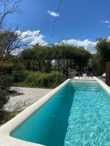 パテルナにあるLoft en molino rehabilitadoの庭の青い水のスイミングプール