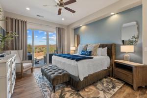 a bedroom with a bed and a mirror at Sunset on the 5th in Washington