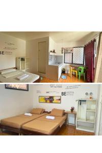 two pictures of a living room and a kitchen at Casetta Homestay Siargao in General Luna +9 photos