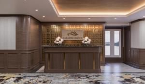 a lobby of a hotel with a reception desk at Paradise Legacy Cruise Halong in Ha Long
