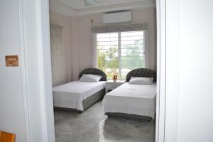 a bedroom with two beds and a window at Astoria Hill Resort in Mingora