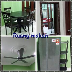 a collage of pictures of a table and a mirror at Zara's Homestay in Kuala Kurau +1 photo