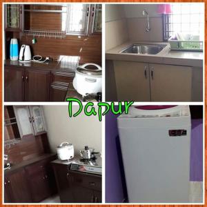 a collage of pictures of a kitchen with a sink at Zara's Homestay in Kuala Kurau