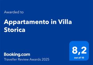 Appartamento in Villa Storica tanúsítványa, márkajelzése vagy díja