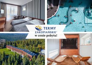 穆扎希赫尔Zespół Tatry - Hotel Tatry i Budynek Turystyczny的带游泳池的酒店图片拼贴画