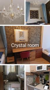 a collage of photos of a room with a bathroom at Apartments Bouquet in Prague
