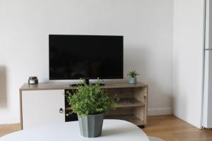 Μια τηλεόραση ή/και κέντρο ψυχαγωγίας στο Logement lumineux près de la mer et de la ville