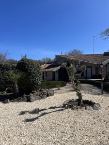 ein kleiner Baum auf einem Kiesplatz vor einem Haus in der Unterkunft La Vittoria Sicilian Villa in Trecastagni