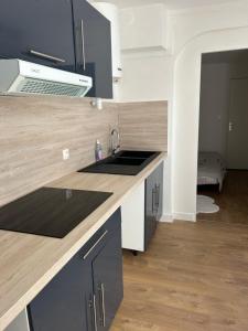 a kitchen with a sink and a counter top at Nouveau Centre Ville in Saumur