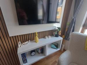 Una televisión o centro de entretenimiento en Apartman Nina Divcinova