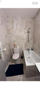 a bathroom with a toilet and a tub and a sink at Appartement studio au cœur de Strasbourg in Strasbourg