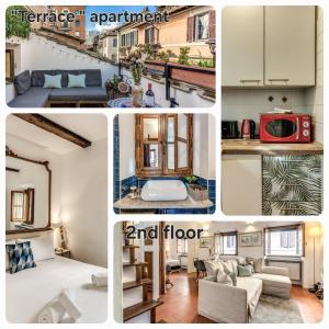 a collage of photos of a apartment and floor at MAYA RHOME TRASTEVERE in Rome
