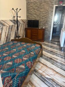 ein Schlafzimmer mit einem Bett, einer Kommode und einem Fernseher in der Unterkunft Home stay Private studio in Massy