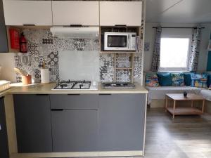 MOBIL HOME à SEIGNOSSE dans les Landes près de la mer的厨房或小厨房