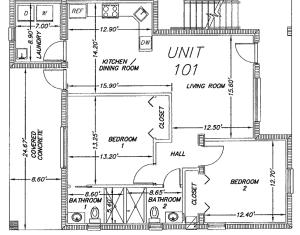 Půdorys ubytování SōLE Suite #1-2 min to BEACH-Patio & Courtyard