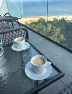 Príslušenstvo na prípravu kávy alebo čaju v ubytovaní Wave Sea View & SPA Apartment A756