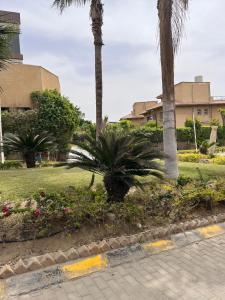 a park with palm trees and flowers at Luxury 4BR New Cairo Villa with Pool & Stylish Living - FAMILY ONLY in Cairo