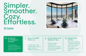 a flyer for a restaurant with a view of the city at Prime Location - 2BR with Spectacular Sea View in Dubai