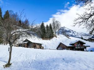 Una ladera cubierta de nieve con edificios y una montaña. en Apartment Chalet Schwendihus-6 by Interhome, en Grindelwald 16 fotos más