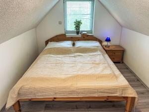 a bedroom with a large bed in a attic at Apartment Gollwitzer Park - Insel Poel-8 by Interhome in Gollwitz