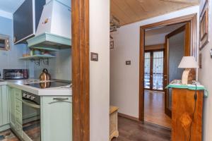 a kitchen with a sink and a stove at Chalet Baranci in Pozza di Fassa