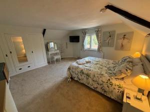 a bedroom with a bed and a television in it at The Retreat in Spetchley