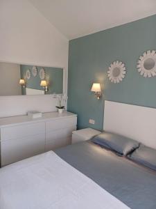 Ένα ή περισσότερα κρεβάτια σε δωμάτιο στο Bungalow Aloe Top Apartment in Costa Calma