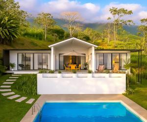 a rendering of a house with a swimming pool at Amazing Oceanview Villa with Private Pool - Fast WiFi in Ojochal