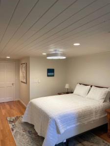 a bedroom with a large bed with a ceiling at Catskills Arthouse - 15 mins to Skiing in Margaretville