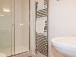 a bathroom with a shower and a sink and a toilet at Buena Vista in Newquay +18 photos